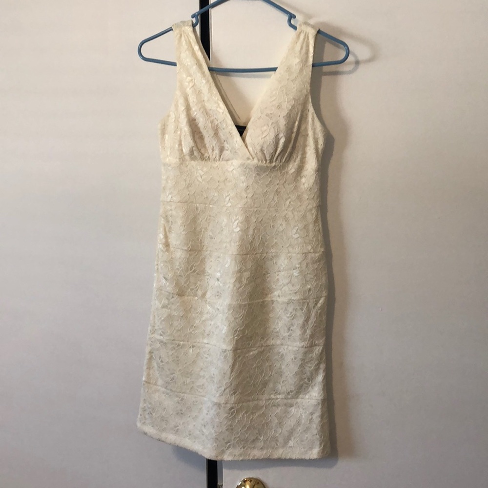 Cream short fitted dress
